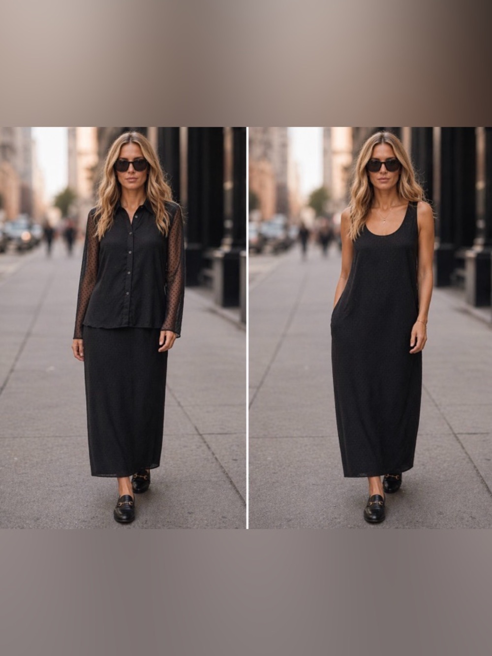 Kari New York 2-Piece Black Sheer Dotted Maxi Dress & Button Jacket Set 18